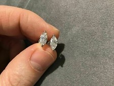 2CT Marquise Cut Simulated Diamond Solitaire Stud Earrings 14k White Gold Plated