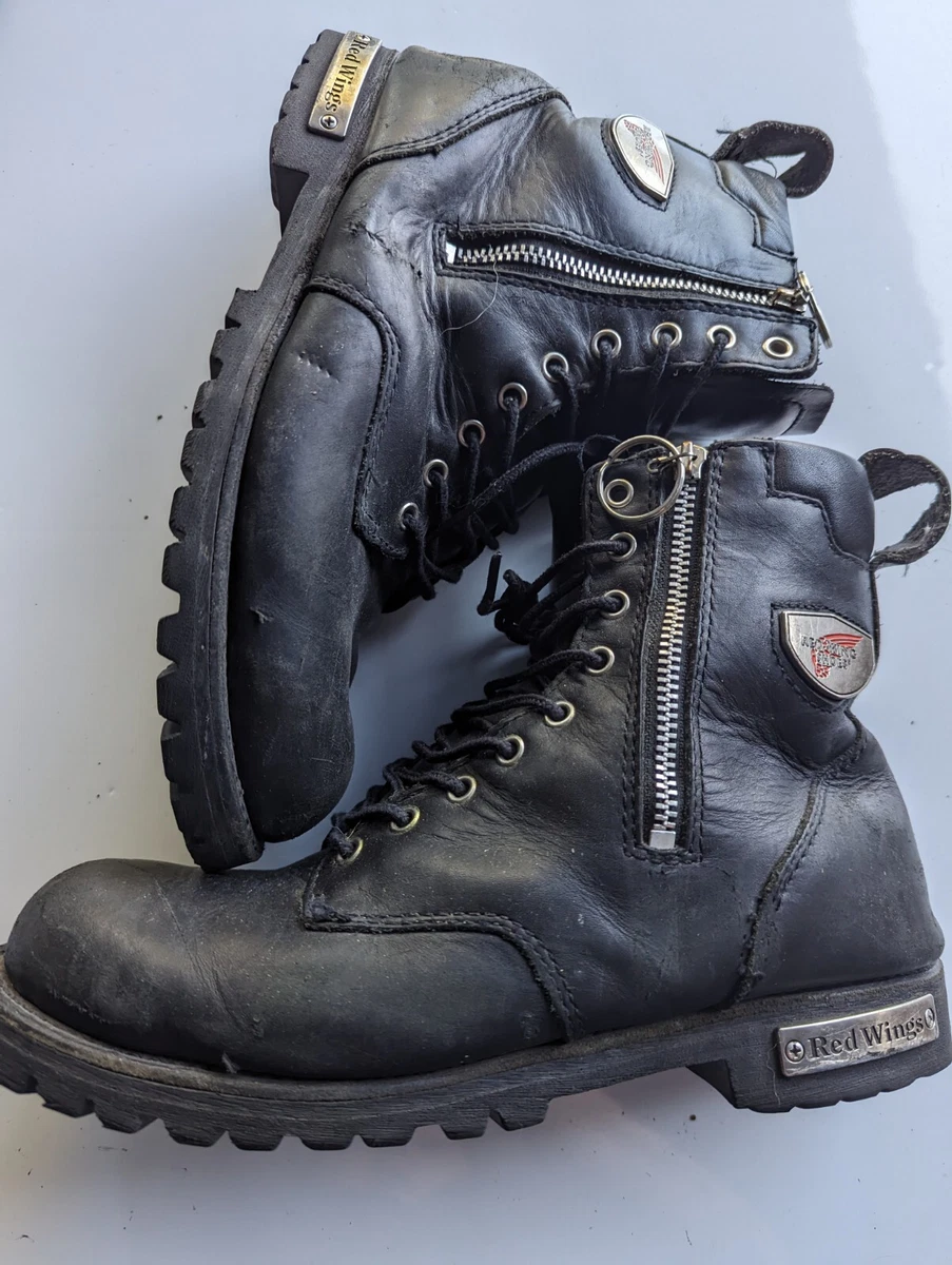 Red Wing Motorcycle Boots 979 Steel Toe Men s Sz 8.5 Lug Soles Moto