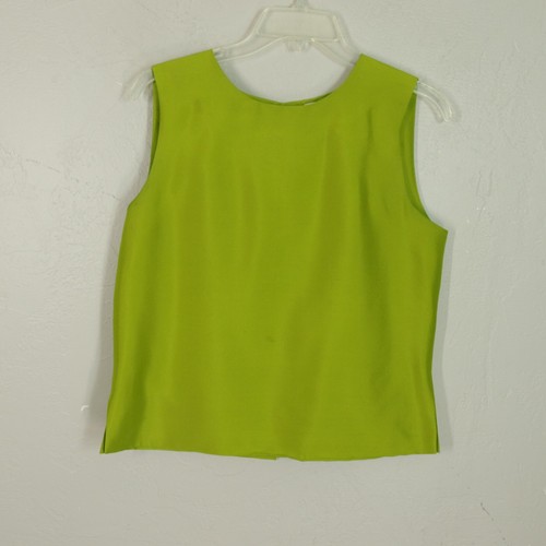 Vtg Judith Hart 3 pc Silk Pant Suit 8 Chartreuse Tunic Jacket Tailored Zip Top - Picture 15 of 24