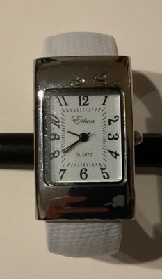Eikon Quartz Watch White Band And Face With Stainless Case