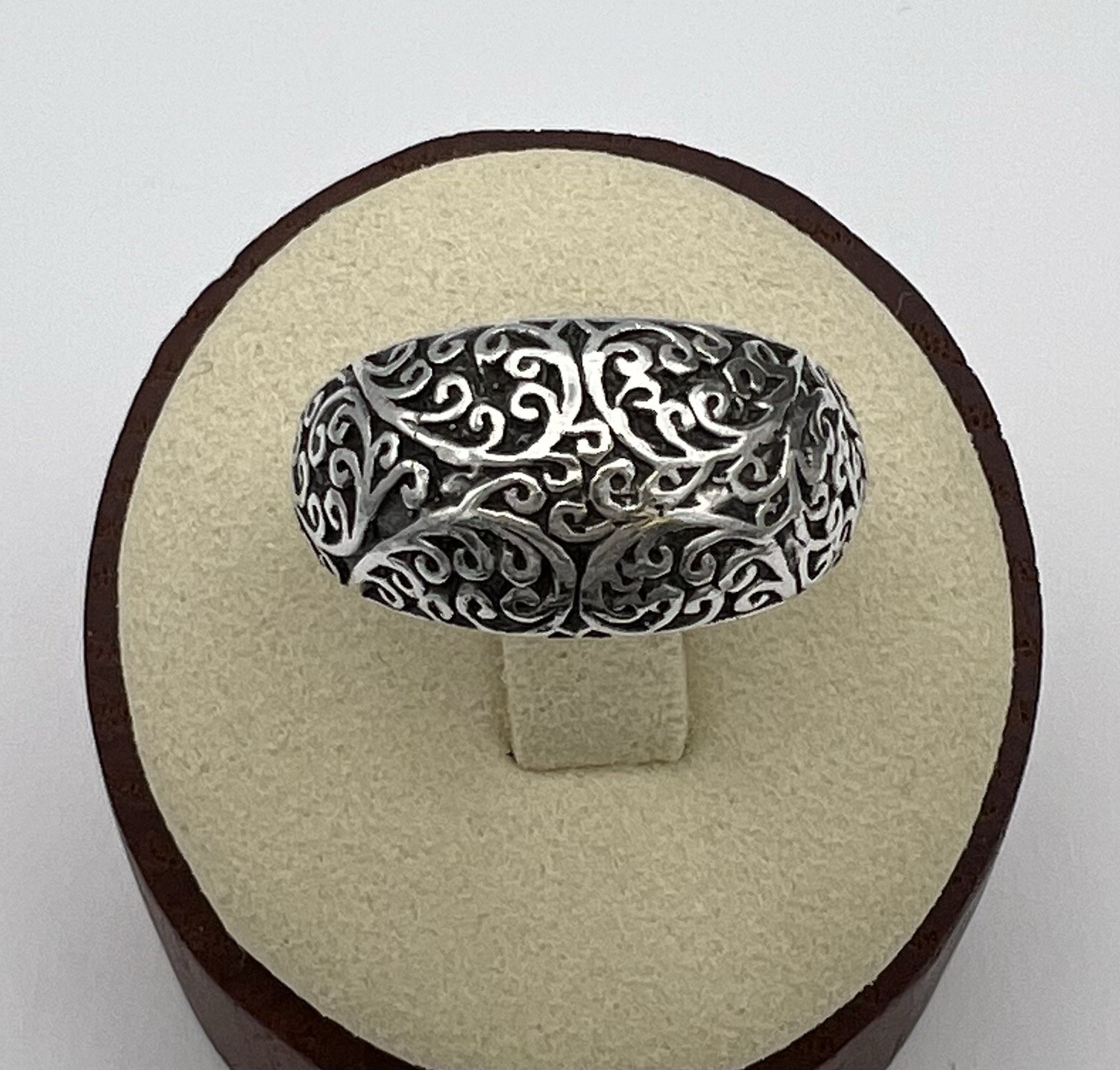 Signed CW Scroll Design Sterling Silver Dome Ring… - image 8