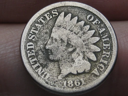 1861 Copper Nickel Indian Head Cent Penny- Good/VG Details