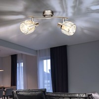 Deckenlampe Deckenleuchte Spotleuchte 2 Flammig Spots Beweglich Glaskristalle