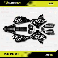 Blk White Gray Rise Racing Graphic Kit fits Suzuki Drz400 Drz 400 Drz400sm 400sm