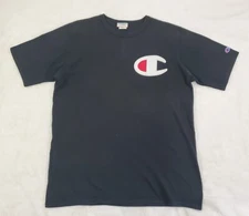 Vintage Champion Shirt Adult Sz XL Short Sleeve Big C Logo Embroidered Black