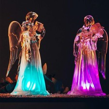 LED Figur Engel mit Buch Weihnachten Deko transparent Batterie Innen Skulptur