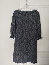 Talbots Knit Dress Sz small petite Blue White Stripe 3/4 Sleeve 100% Cotton