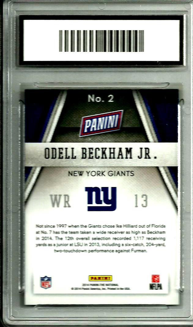 2014 Panini National # 2 Odell Beckham Jr. Graded Gem Mint 10 New York Giants  view 2