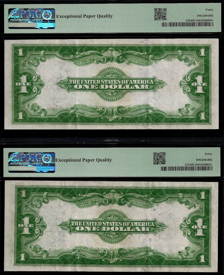 1923 $1 Silver Certificate  PMG 40EPQ reverse changeover  Fr 238 Fr 237 - Image 2 of 2