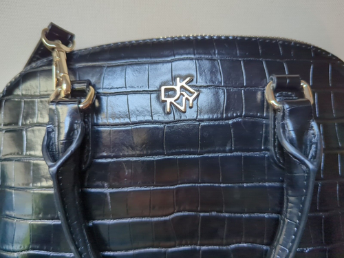 DKNY Black Catherine Dome Satchel Handbag Purse With Convertible Strap - Picture 14 of 14
