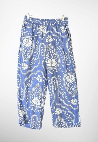 NWOT Joie 100% Linen Pull On High Waist Wide Leg Pants Women Size M Blue/White - Picture 1 of 10