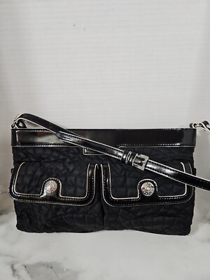 VERA BRADLY PURSE BAG ''CLASSIC BLACK'' QUILTED W/PATENT TRIM 