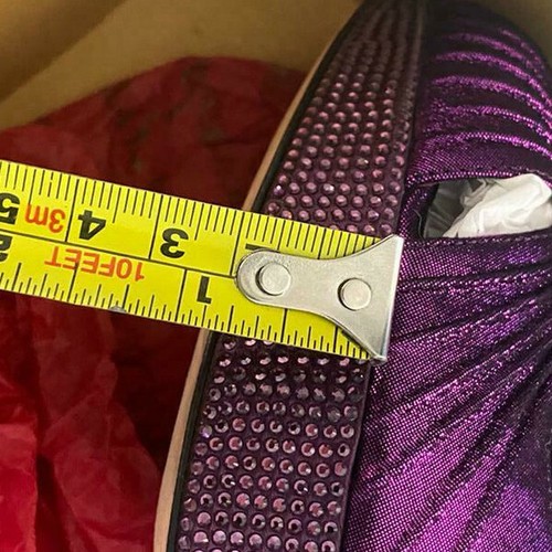 Rene Caovilla Purple Shimmer Sling Back Peep Toe Pumps Heels shoes New Size 8 38 - Picture 8 of 10