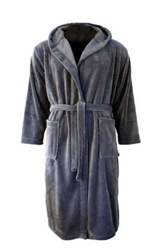 HERREN BADEMANTEL MORGENMANTEL SAUNA MIKROFASER GRAU GR. XL (1466-RB) - Bild 2 von 2