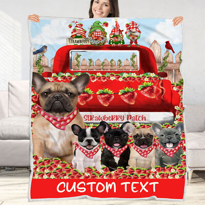 French Bulldog Dog Blanket Personalized Throw Woven Fleece Sherpa Designs NWT