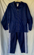 ADIDAS..3 STRIPES..FULL WINDBREAKER TRACK SUIT..JACKET  PANTS..MEN LARGE