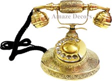 Vintage Polished Brass Rotary Dial Phone Queen Victorian Collectible Telephone