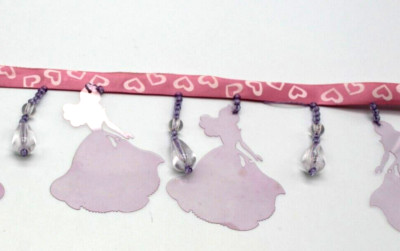 Simplicity Dangle Beaded Trim 3'' Wide x 1 Yd Pink Purple Disney Princess Aurora
