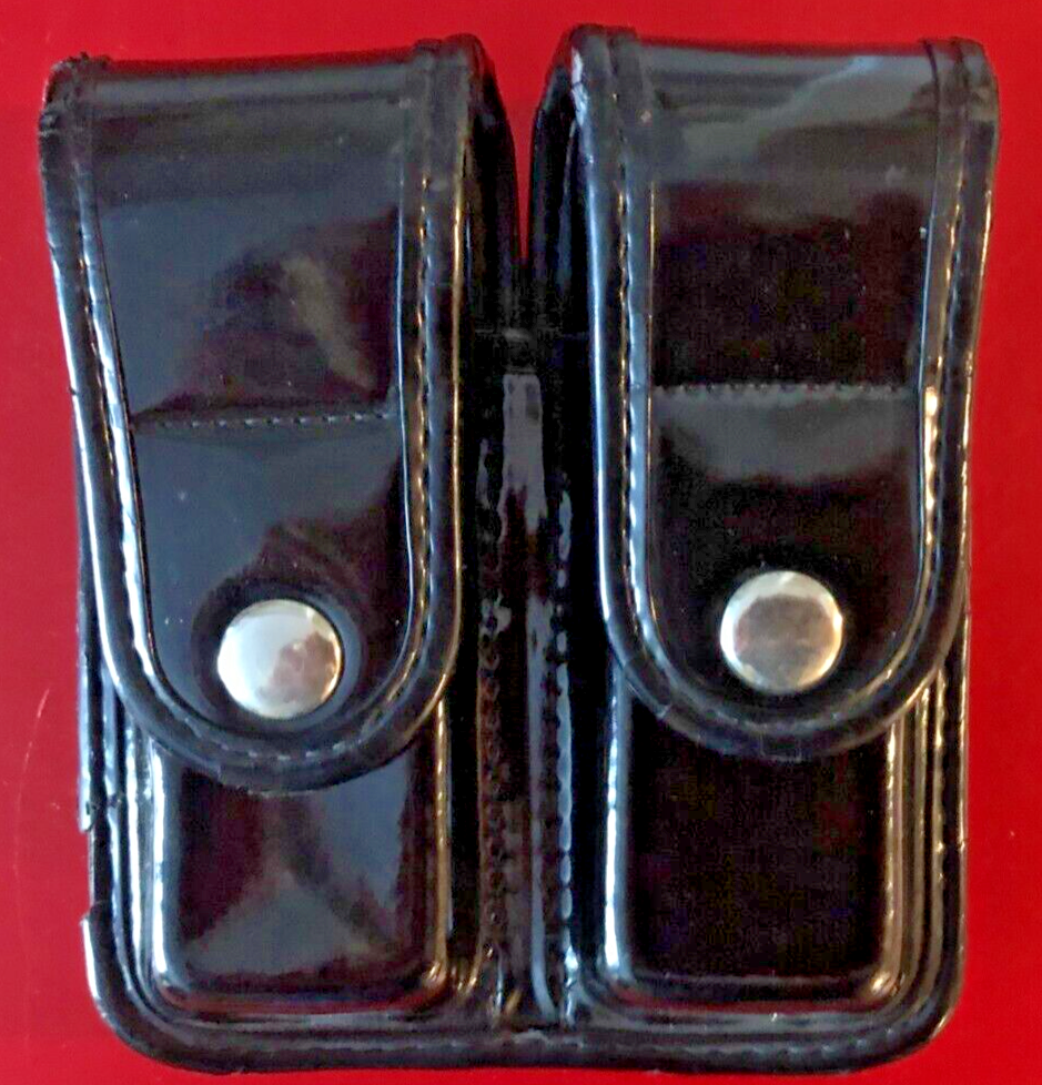 Bianchi Double Magazine Pouch Patent Leather for Single Stack Magazines Size 2-image
