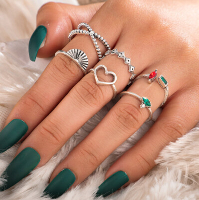 Set 6pcs Finger Ringe Fingerspitzenring Vintage Zirkonia Stein