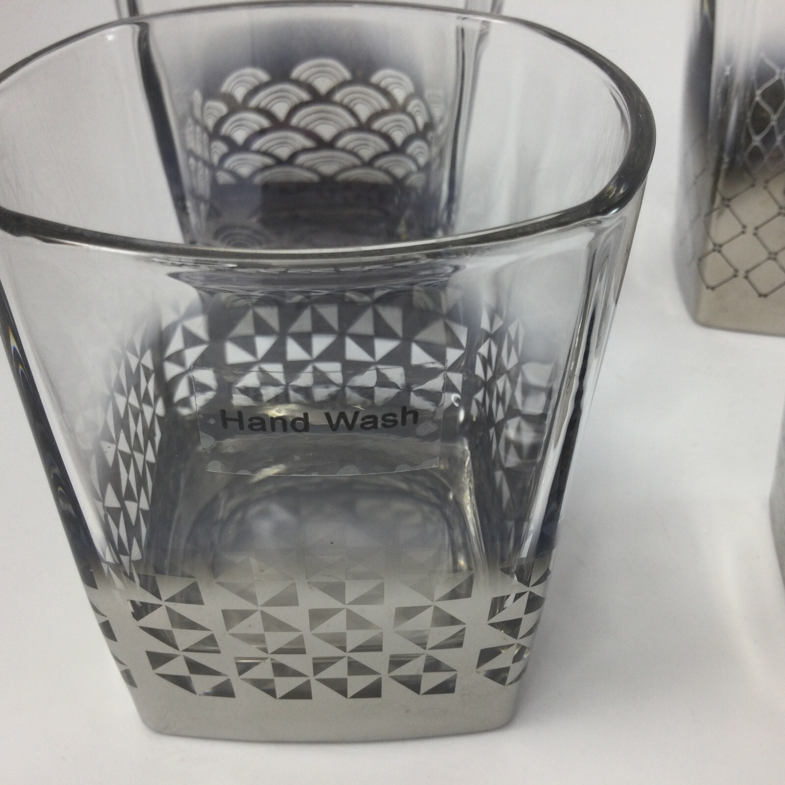 Silver Mercury Ombre Drinking Glasses Tumblers Lowball 3” Set of 4
