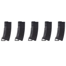 Lancer Tactical 130rd Mid-Capacity MidCap Airsoft Magazine 5 Pack Black