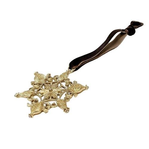 Vintage L'Objet Gold plated Christmas Ornament Snowflake NIB - Picture 2 of 8