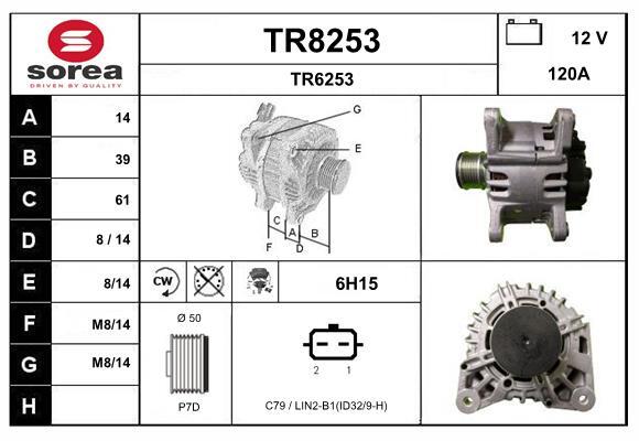 Alternateur SNRA TR8253 de 12V 90A pour moteurs essence et diesel