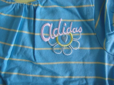 ADIDAS NWT Infant Girls Dress Blue Lime Green Stripe Ruffle Tennis Play 18  24