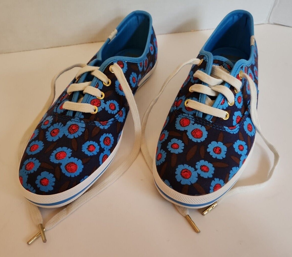 Keds Kate Spade Peacock Blue Majorelle Floral Shoe Womens *NEW*