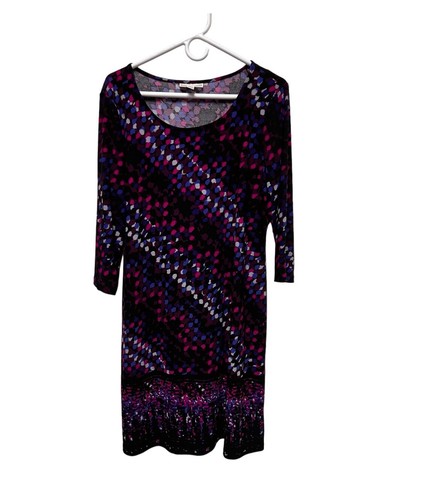 004-007 Dana Buchman Dress Women's Size Large L Abstract Floral Colorful Stretch