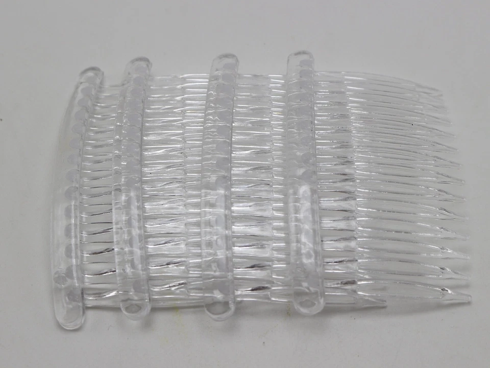 12 Clear Plastic Hair Clips Side Combs Pin Barrettes 80X50mm for Ladies Craft - Image 2 of 4