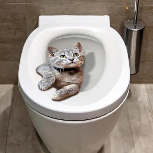 30cm Cartoon Toilet Seat Lid Sticker Cute Cat Waterproof Self-Adhesive 1 