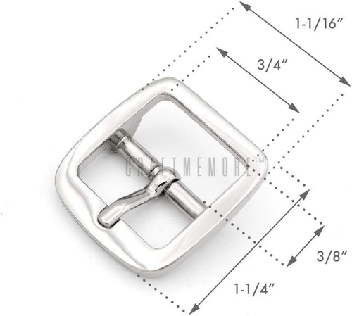 3/4 Inch Single Prong Belt Buckle Square Center Bar Buckles Craft Accessories SC - Picture 3 of 4