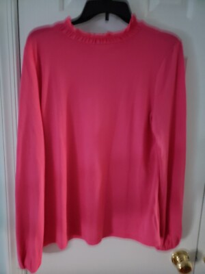 Talbot's Women's L Holiday  Festive Fuschia Hot Pink Sweater Velvet Ties