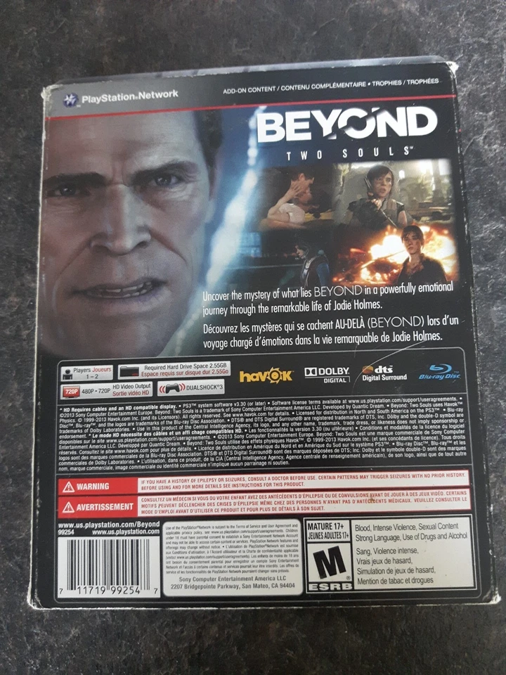 Beyond Two Souls Steel Case 2013 PlayStation 3 PS3 Game COMPLETE Good Condition - Image 2 of 2