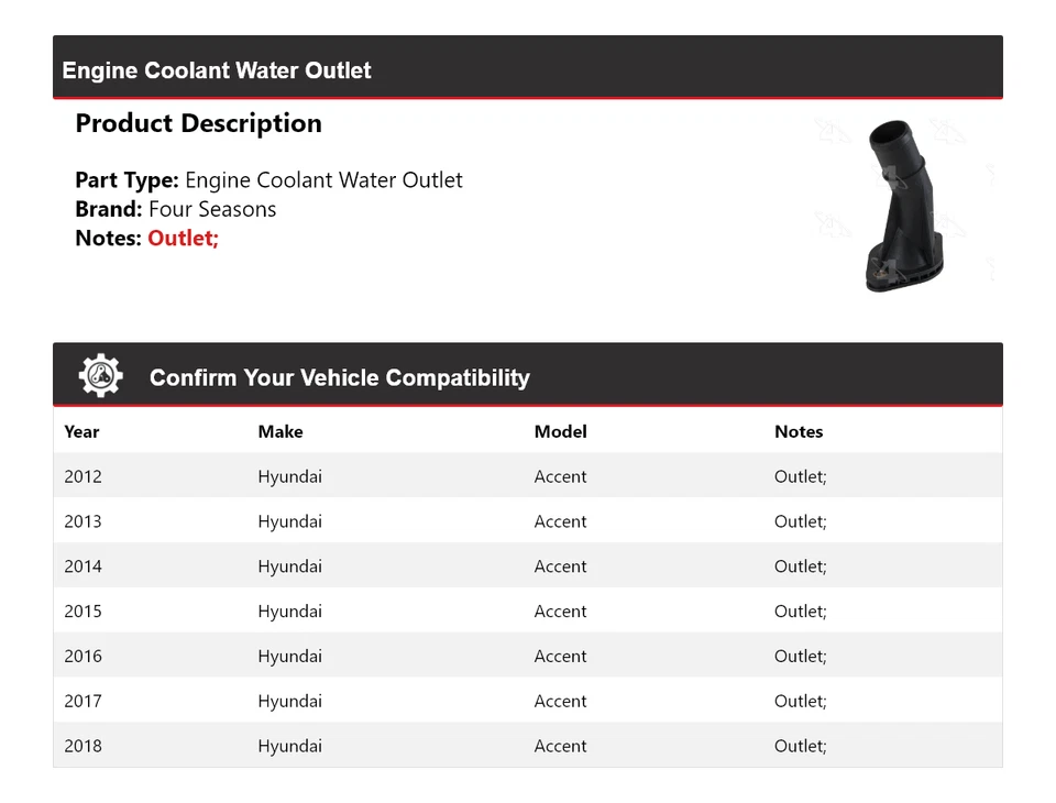 Выпуск охлаждающей жидкости для двигателя Hyundai Accent 2012-2018 годов выпуска 4 сезона 2013 2014 годов выпуска - Изображение 2 из 4