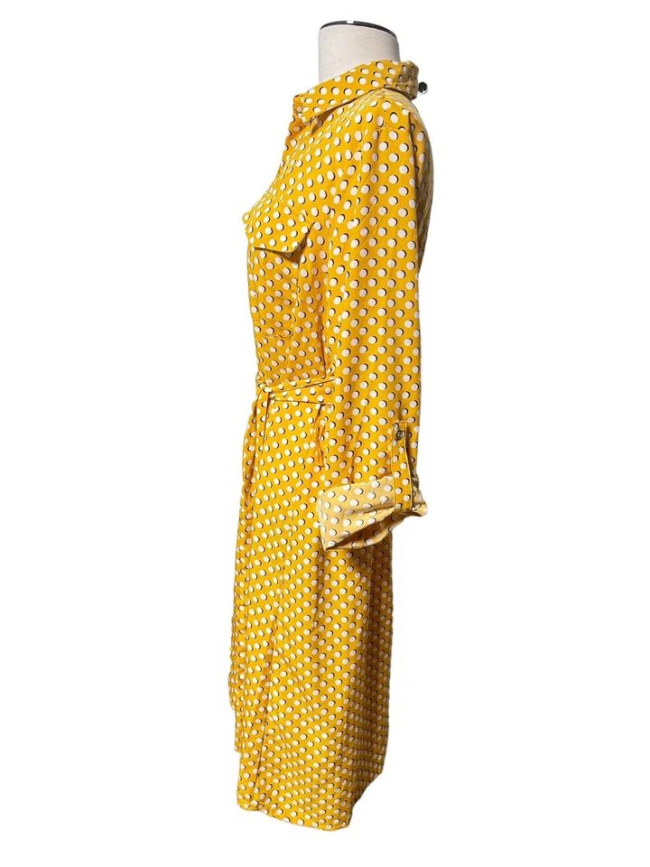 NY Collection Petite  Large3/4 Sleeve Roll Tab Shirtdress with Belt, Yellow , PL - Image 3 of 4