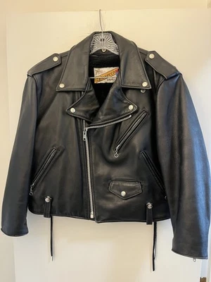 Chaqueta de moto Schott Perfecto 125 vintage, cuero negro, para mujer talla 18 - Imagen 1 de 4