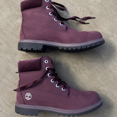 Timberland 6 Inch Premium Waterproof Boots Burgundy Nubuck Womens 8.5 A1KC1