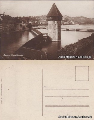 Ansichtskarte Luzern Lucerna Partie an der Kapellbrücke 1925
