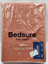 Bedsure Queen Linen Duvet Cover Set Burnt Orange Cotton Blend 3pc NEW Sealed