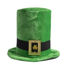 Liatunou St.Patrick's Day Leprechaun Top Hat,Velvet One Size, Green Black