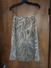 Talbots Petites 100 Silk Vintage Midi Skirt Dash Tropical Leaf Pattern