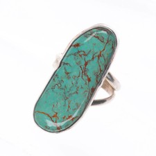 sz9.5 Adam Fierro Mestizo sterling silver long turquoise vintage ring
