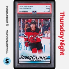 2019 UPPER DECK #201 JACK HUGHES YOUNG GUNS RC ROOKIE PSA 9