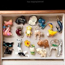 15pcs Cute Cat Animal Brooches Enamel Lapel Pins Kids Party Gift Decoration Lot
