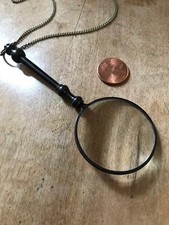 Antique Bronze Monocle Magnifying Glass Necklace - Brass/Bronze - Pendant w/ Han