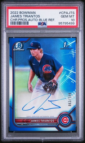 JAMES TRIANTOS 2022 Bowman Chrome CPA-JTS RC 1st Auto Blue /150 PSA 10 🔥 Cubs