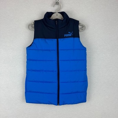 PUMA BOYS SLEEVELESS PUFFER VEST BLUE AND NAVY COLOR, FULL ZIP FRONT, SIZE 10/12